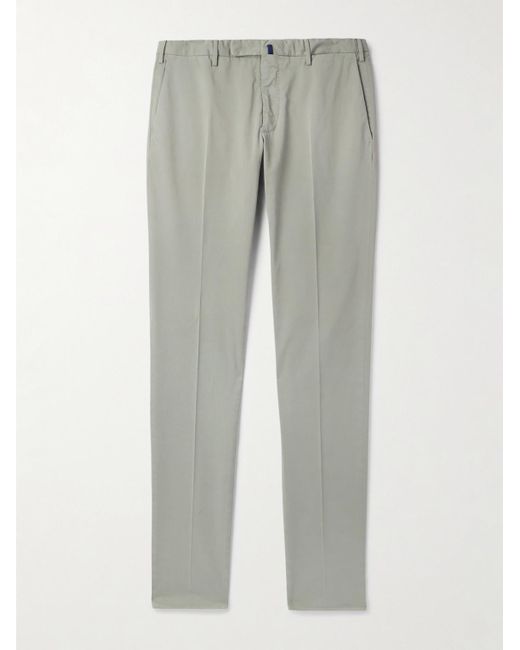 Incotex Venezia 1951 schmal geschnittene Hose aus Stretch-Baumwoll-Twill in Gray für Herren