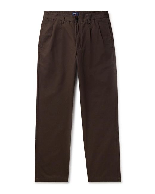 Noah NYC Brown Straight-leg Pleated Cotton-twill Trousers for men