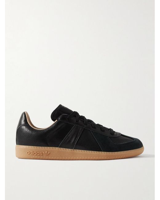Adidas Originals Black Bw Army Lux Suede-Trimmed Cracked-Leather Sneakers for men