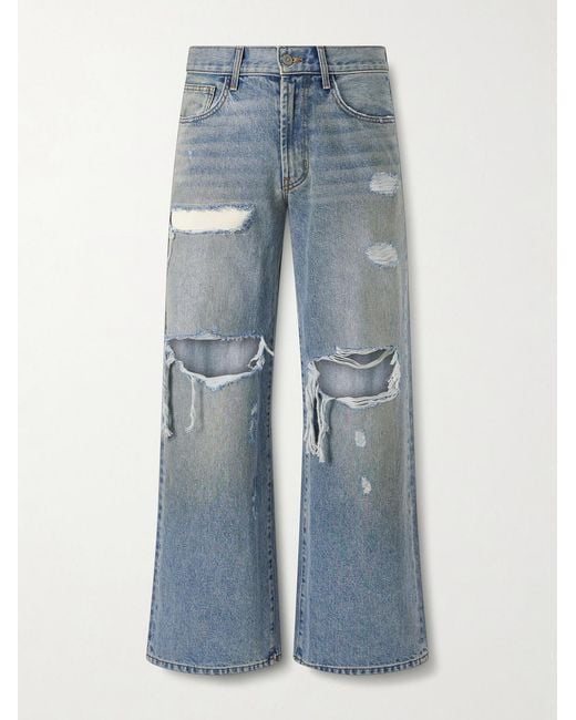 Satoshi Nakamoto Blue Blessed To Be Stressed Straight-Leg Distressed Jeans for men