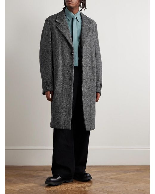 Givenchy Gray Herringbone Wool-blend Coat for men