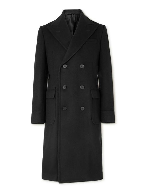 Ralph Lauren Purple Label Gray Double-breasted Wool And Cashmere-blend Coat for men