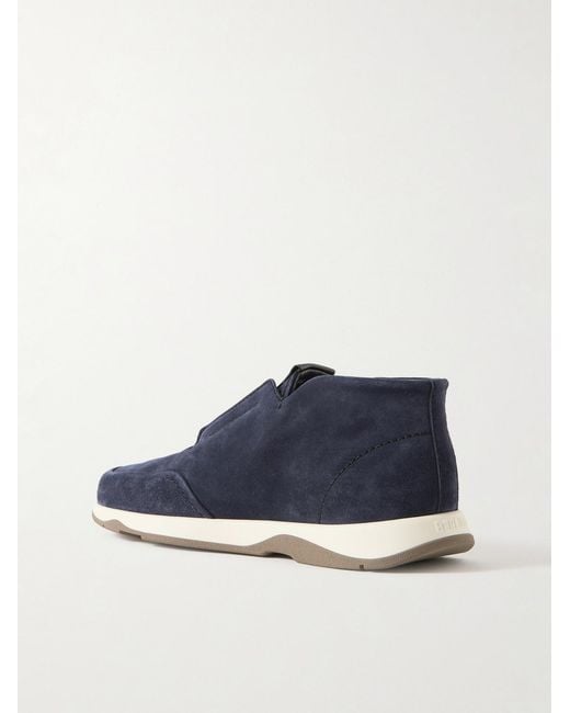 Berluti Blue Échappée Scritto Suede Slip-On Sneakers for men