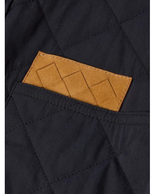 Bottega Veneta Blue Intrecciato Suede-Trimmed Quilted Cotton-Blend Overshirt for men