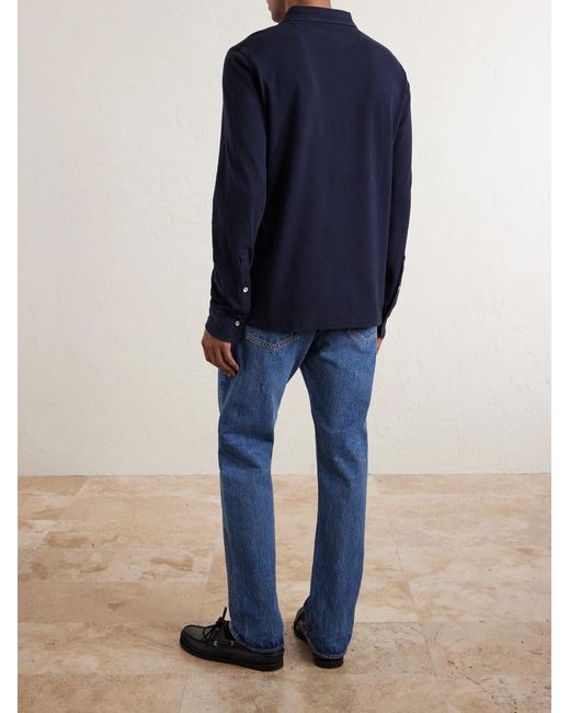 Hartford Blue Cotton-Piqué Polo Shirt for men