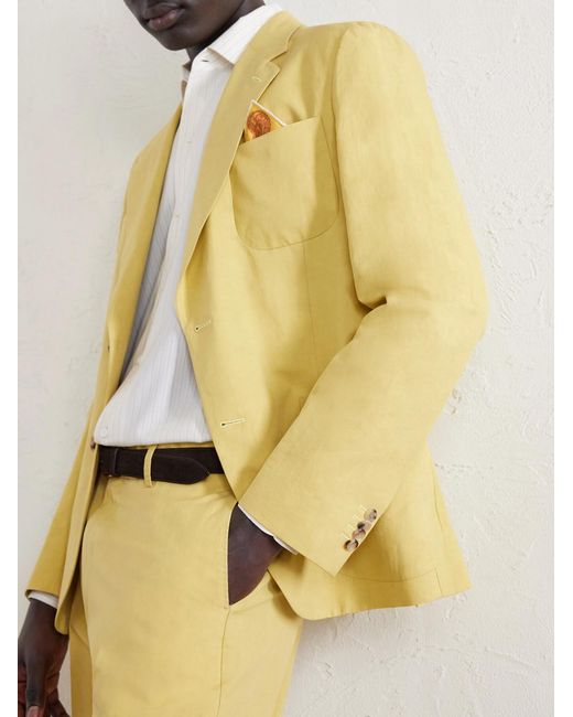 Paul Smith Yellow Cotton And Linen-Blend Suit Jacket for men