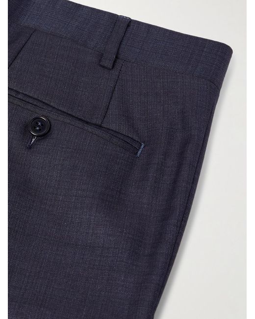 Canali Blue Slim-Fit Straight-Leg Checked Super 130S Wool Suit Trousers for men