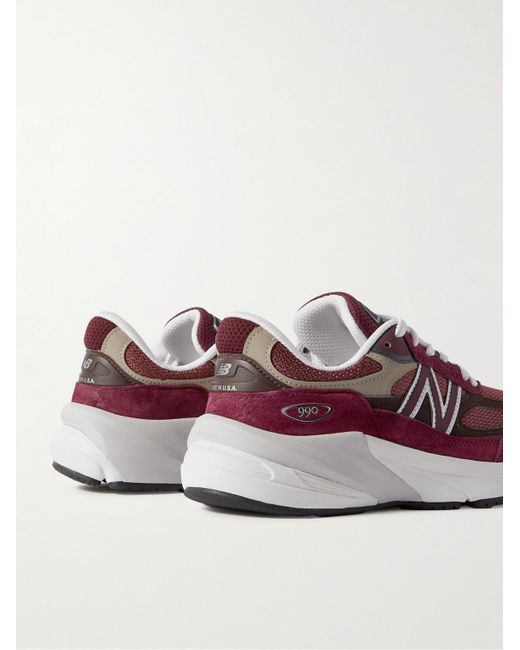New Balance Red 990v6 Leather-trimmed Suede And Mesh Sneakers for men