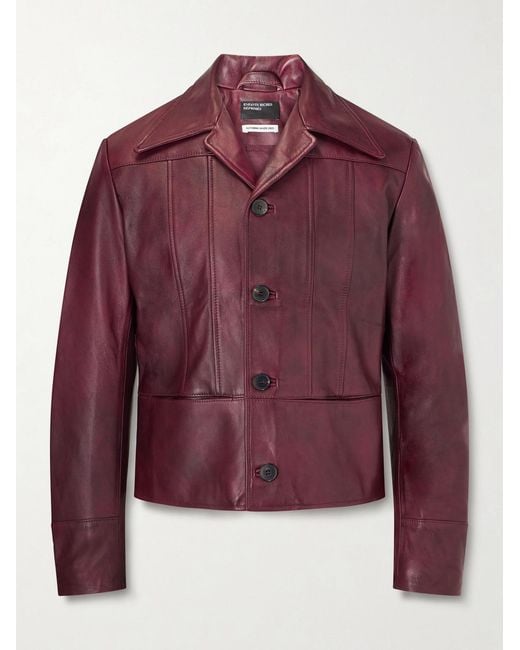 Enfants Riches Deprimes Red Nick Slim-fit Cropped Leather Jacket for men