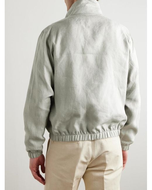 Loro Piana White Reversible Linen Bomber Jacket for men