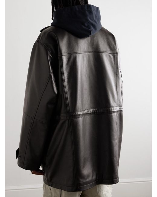 Balenciaga Black Oversized Padded Leather Jacket for men