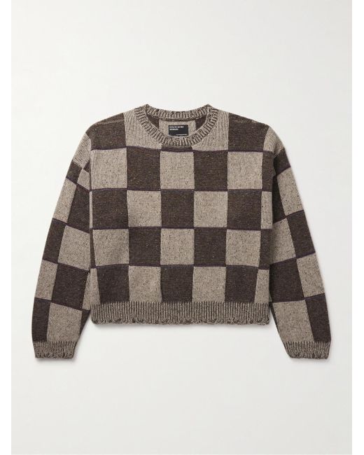 Enfants Riches Deprimes Brown Checked Jacquard-knit Cashmere Sweater for men