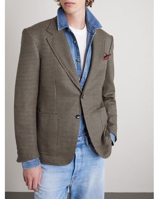 Tom Ford Green Shelton Wool, Silk And Linen-Blend Blazer for men