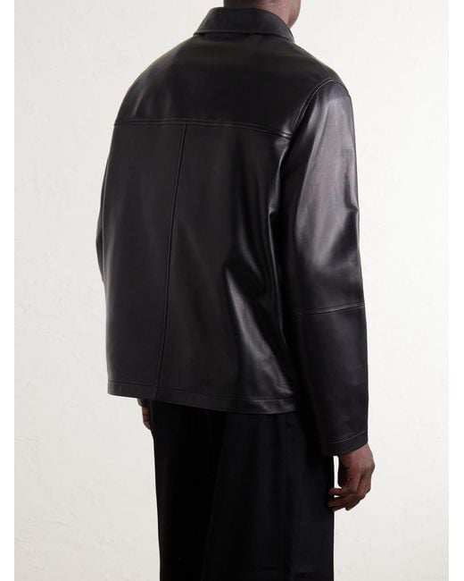 Loewe Black Workwear Leather Jacket for men