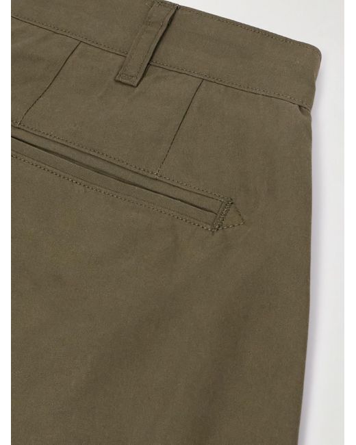 Monitaly Green Ekusy Wide-leg Cropped Pleated Cotton Trousers for men