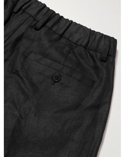 NN07 Black Kay 1454 Straight-Leg Pleated Linen Trousers for men