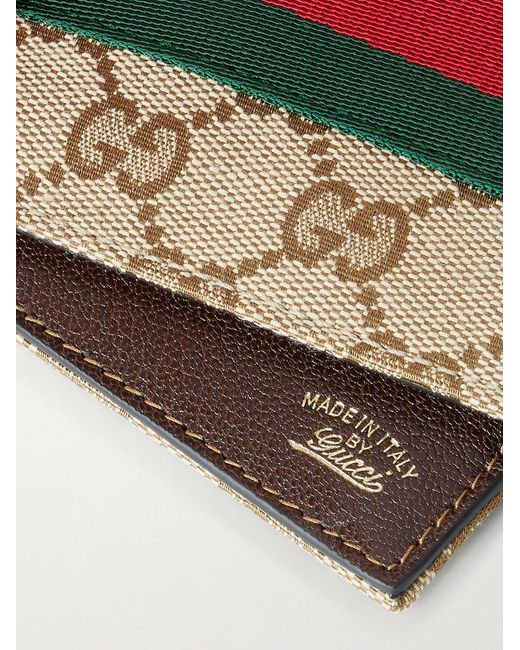 Gucci Natural Webbing-Trimmed Monogrammed Canvas Bi-Fold Wallet for men