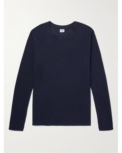 NN07 Blue Clive Waffle-Knit Cotton And Modal-Blend T-Shirt for men