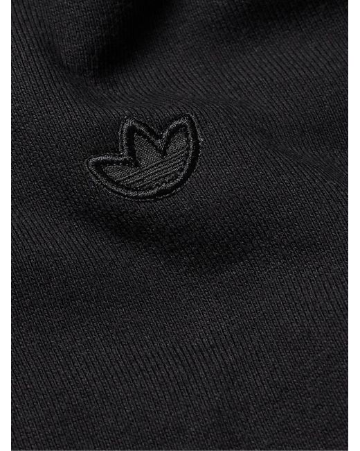 Adidas Originals Black Logo-embroidered Organic Cotton-jersey Hoodie for men