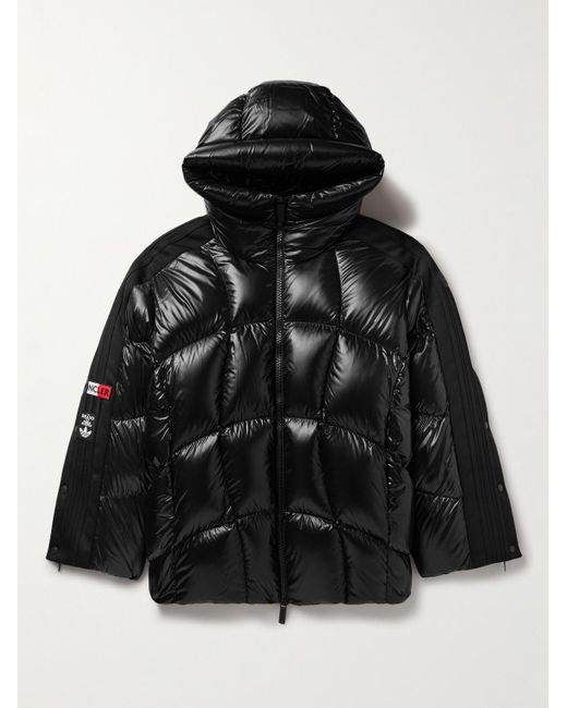 Moncler Genius Black Adidas Originals Beiser Tech Jersey-trimmed Quilted Glossed-shell Hooded Down Jacket for men