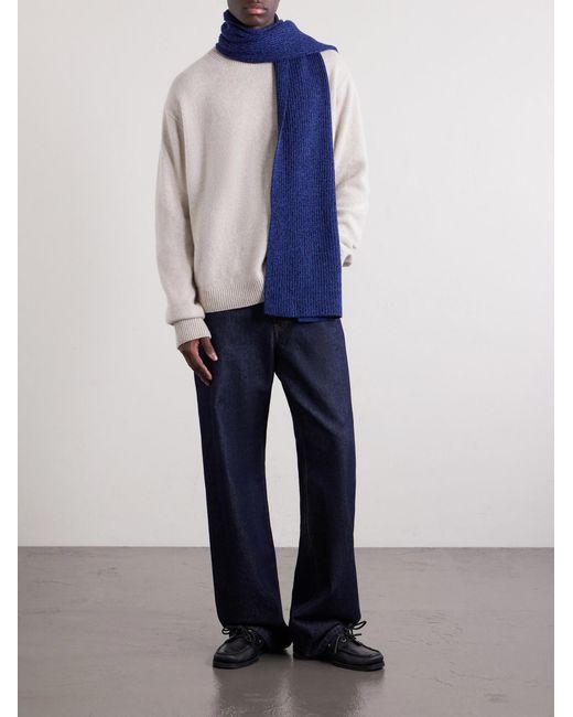 Mr P. Blue Wool And Cashmere-blend Scarf for men