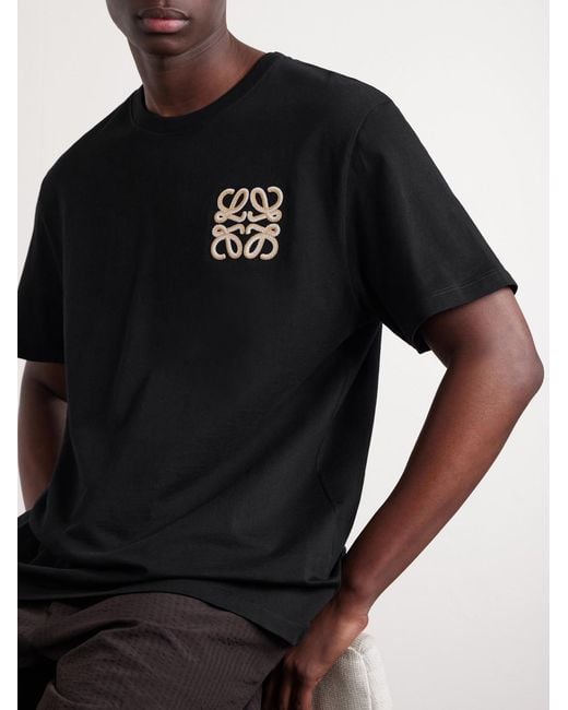 Loewe Black Paula's Ibiza Logo-Embroidered Cotton T-Shirt for men