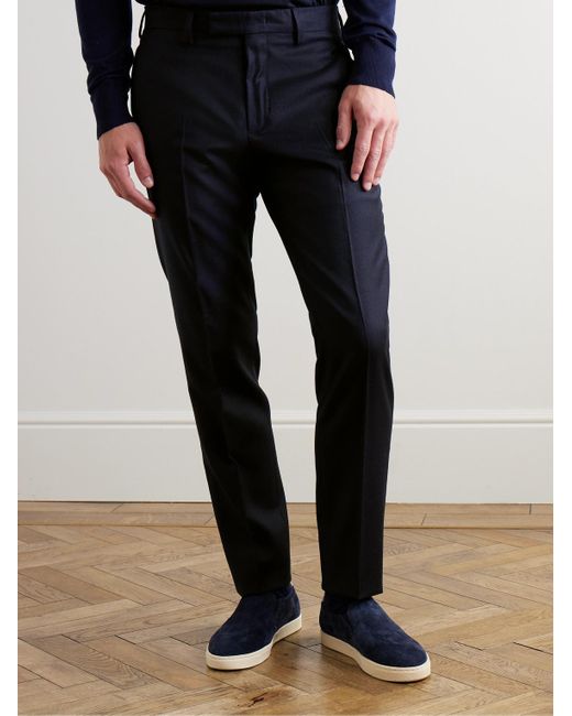 Mr P. Blue Philip Slim-Fit Straight-Leg Wool-Flannel Suit Trousers for men