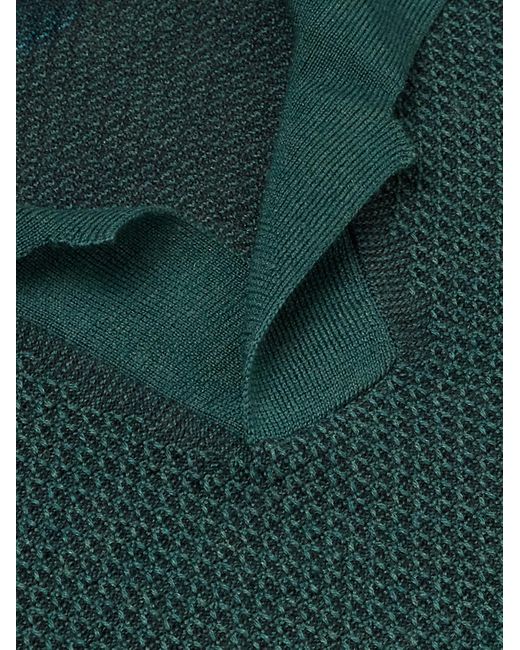 Piacenza 1733 Green Sailor Textured Virgin Wool Polo Shirt for men