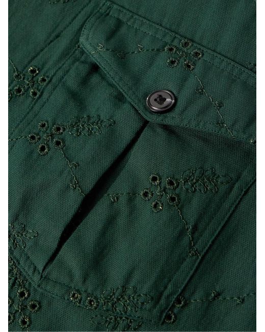 Corridor NYC Green Broderie Anglaise Cotton Overshirt for men