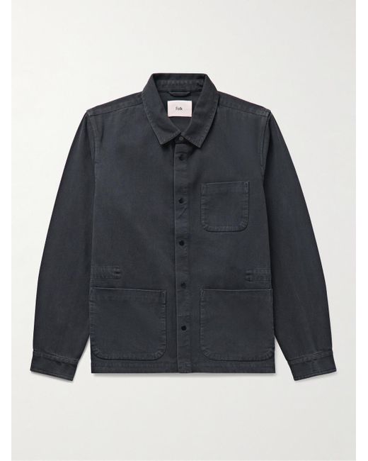 Folk Blue Assembly Cotton-Twill Overshirt for men