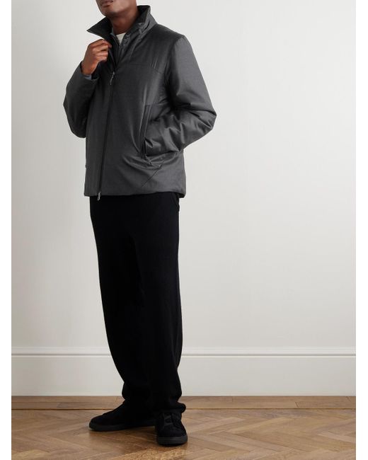 Sease Black Padded Virgin Wool And Silk-Blend Flannel Jacket for men