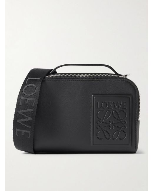 Loewe Camera Mini Umhängetasche aus Leder mit Logoapplikation in Black für Herren