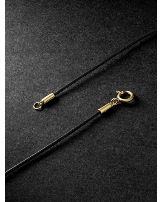 Fernando Jorge Black Oblong 18-Karat, Leather And Lapis Lazuli Pendant Necklace for men