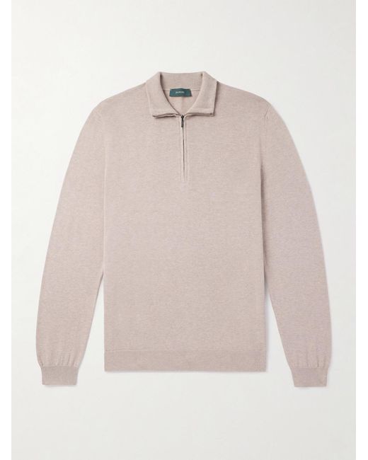 Slowear Natural Zanone Slim-fit Cotton Zip-up Sweater for men