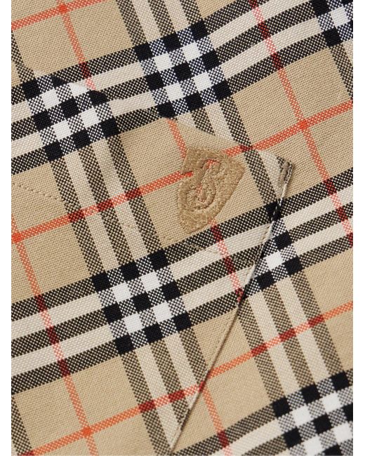 Burberry Natural Slim-fit Button-down Collar Checked Cotton Oxford Shirt for men