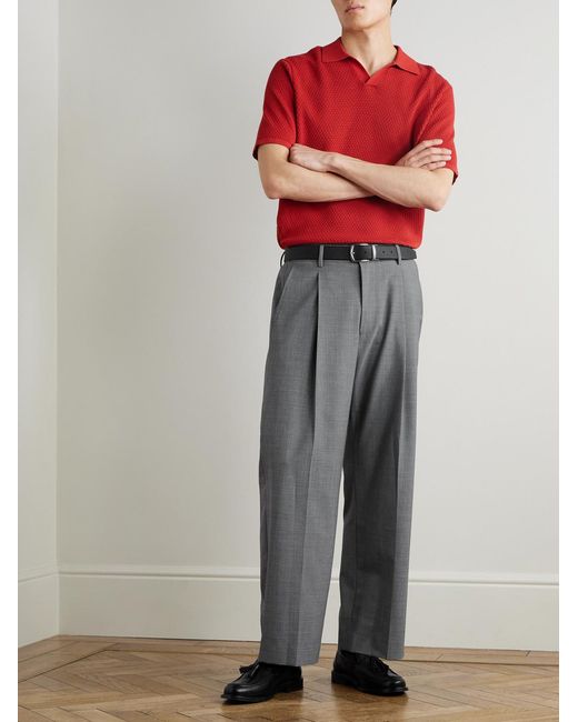 NN07 Gray Kay 10037 Wide-Leg Pleated Woven Trousers for men