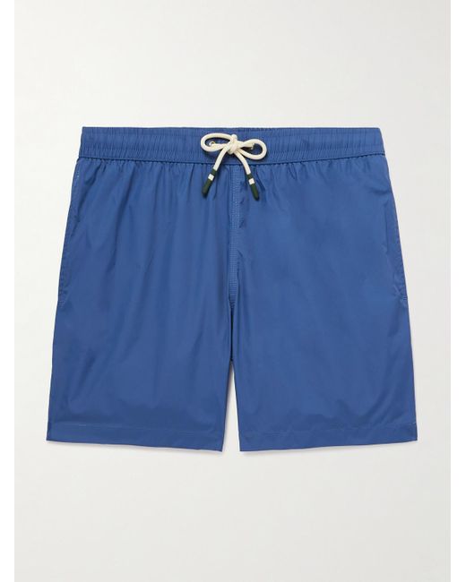 Hartford Blue Straight-Leg Mid-Length Recycled Swim Shorts for men