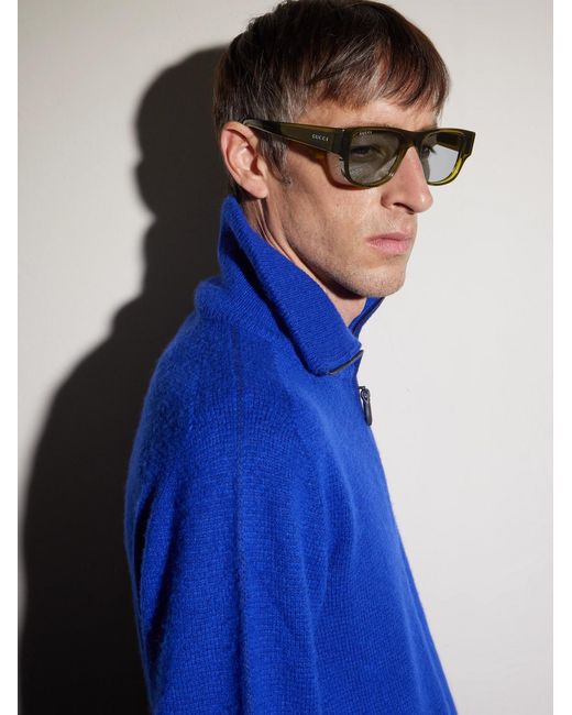 Gucci Gray Square-Frame Acetate Sunglasses for men