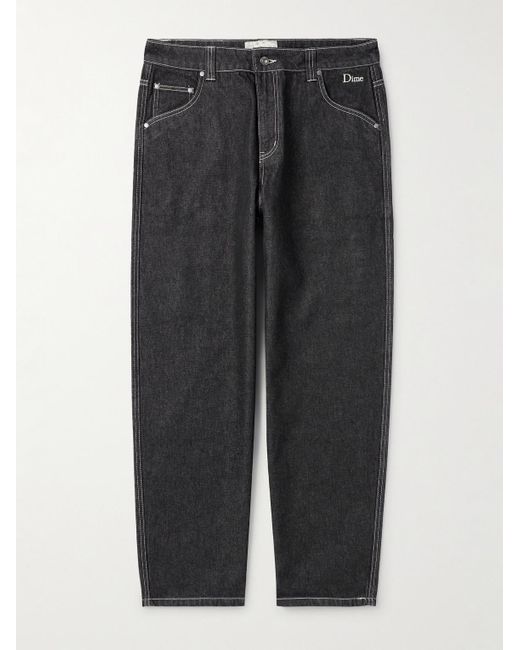 Dime Black Straight-leg Logo-embroidered Jeans for men
