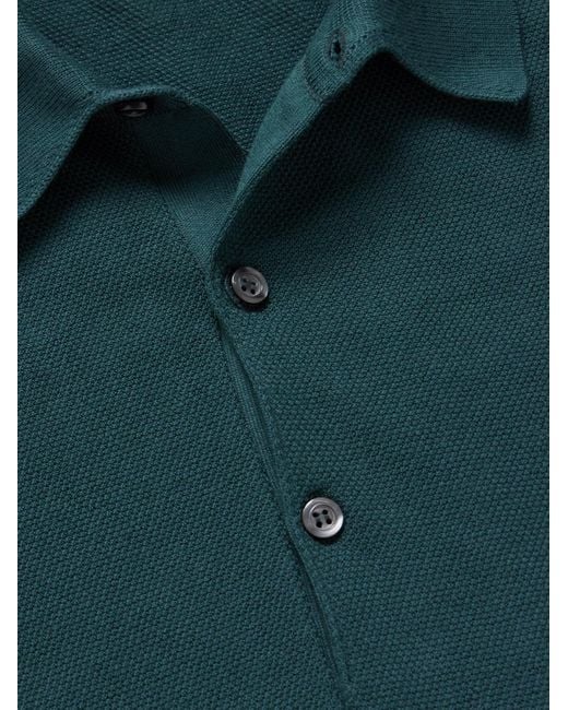 John Smedley Green Roth Slim-Fit Sea Island Cotton-Piqué Polo Shirt for men