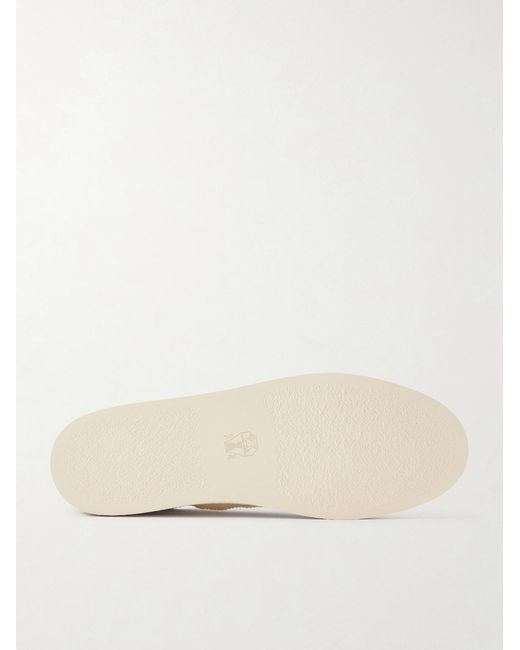 Brunello Cucinelli Natural Suede And Cotton Sneakers for men