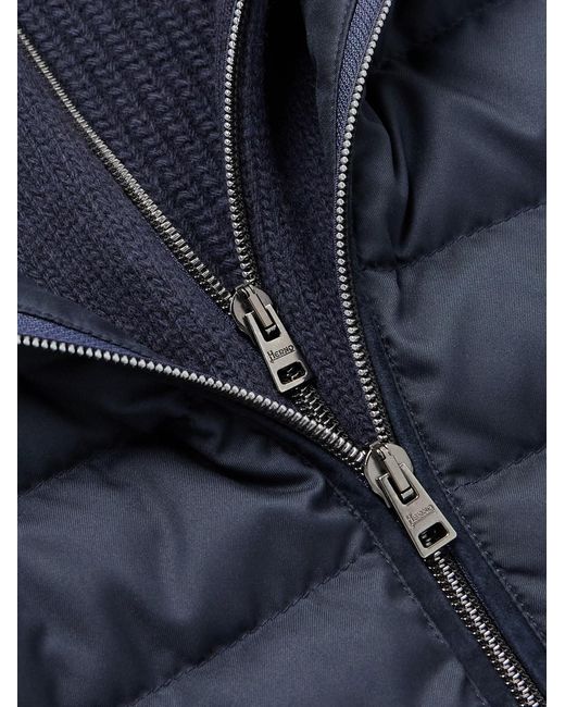 Herno Blue Slim-Fit Wool And Quilted Shell Down Jacket for men