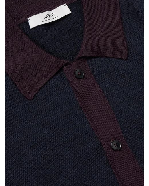 Mr P. Blue Two-tone Merino Wool Shirt for men