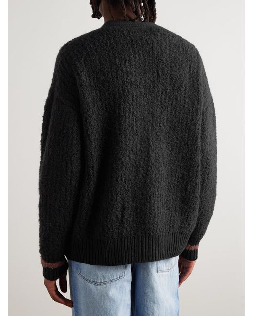 A Kind Of Guise Black Ribbed-Knit Virgin Wool-Blend Cardigan for men