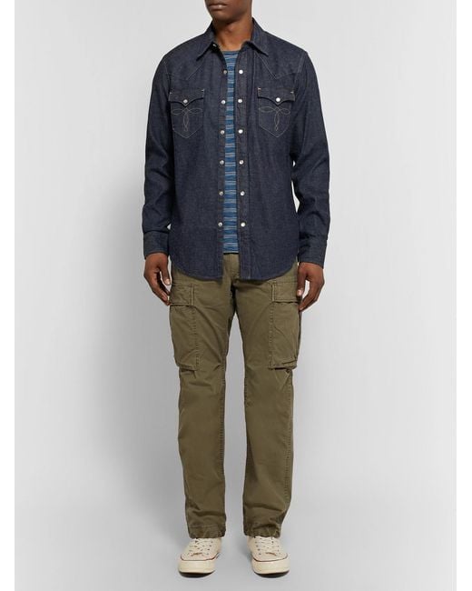 RRL Blue Slim-Fit Denim Western Shirt for men