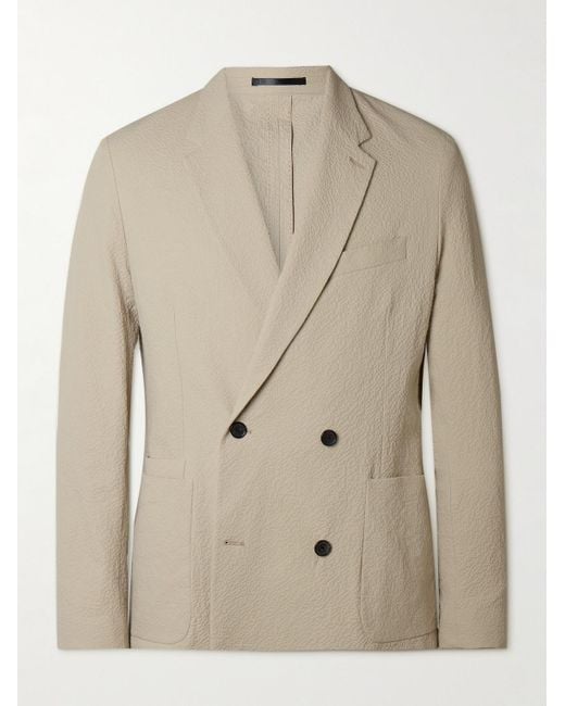 Paul Smith Natural Double-breasted Cotton-blend Seersucker Blazer for men