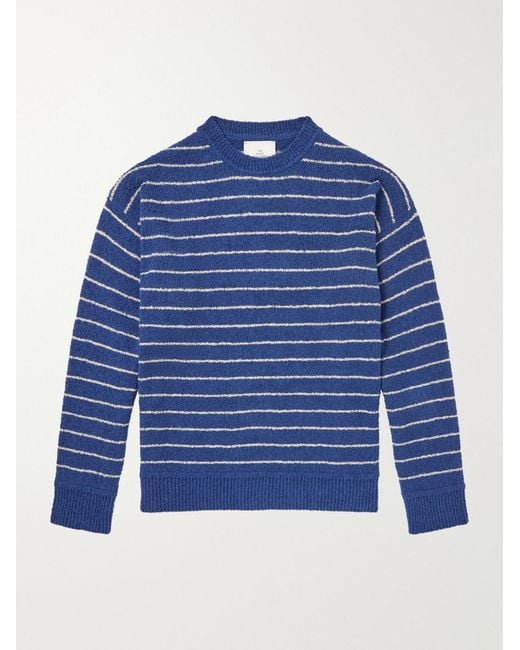 The Elder Statesman Blue Eyelash Striped Cotton-Blend Sweatshirt for men