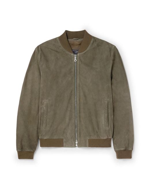 Mr P. Green Suede Bomber Jacket for men
