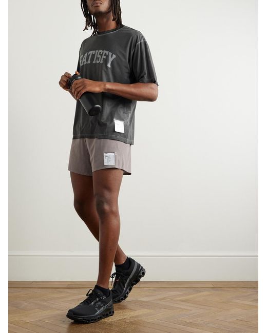 Satisfy Gray 5&Quot; Straight-Leg Logo-Appliqu&Eacute;D Space‑O&Trade;Jersey Shorts for men