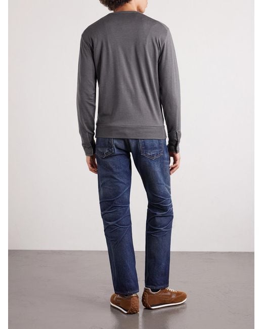 Tom Ford Gray Slim-Fit Cashmere, Wool And Silk-Blend Sweatshirt for men